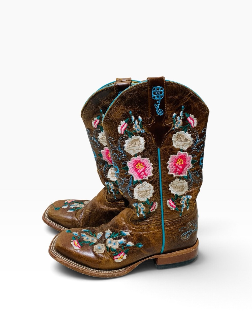 Big Girls Macie Bean #9021 Rose Garden Embroidered Leather Boots Sz 1